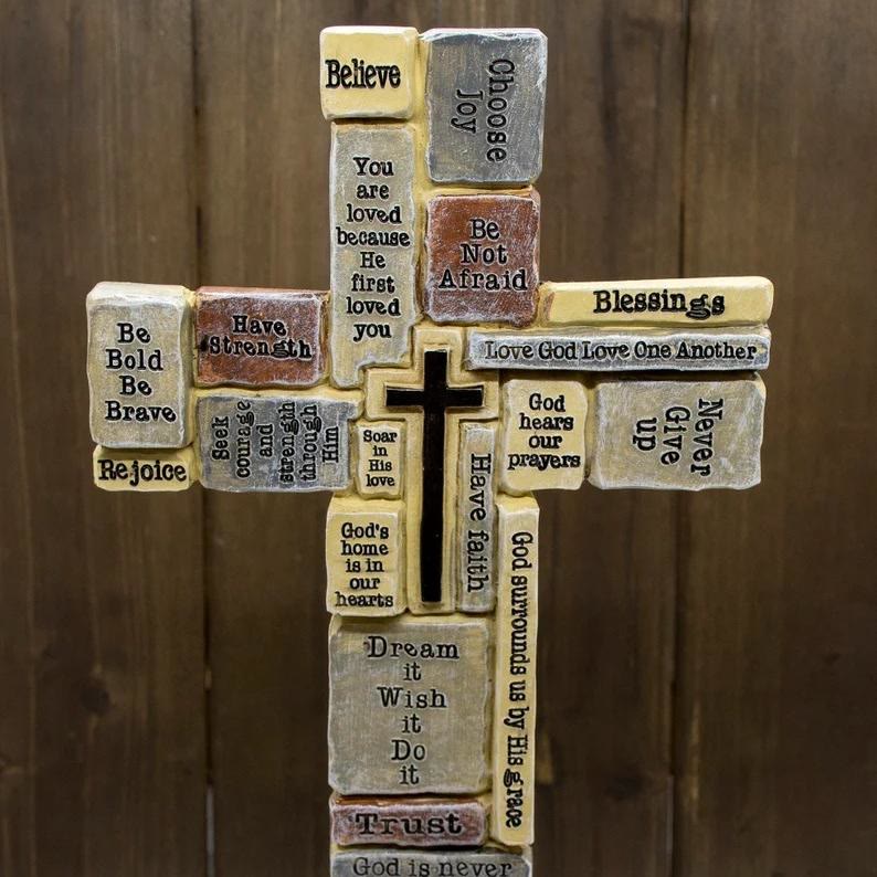 Christianartworkshop Classic Style Motivational Cross Desktop Decorations Ornament