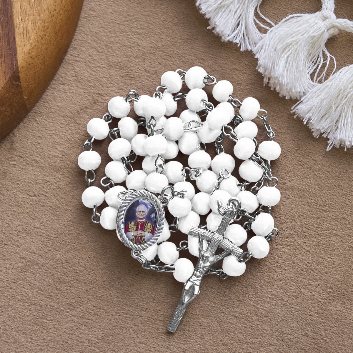 Christianartworkshop Pope Leo XIV Red Wood Beads Rosary Commemorating: A Spiritual Treasure