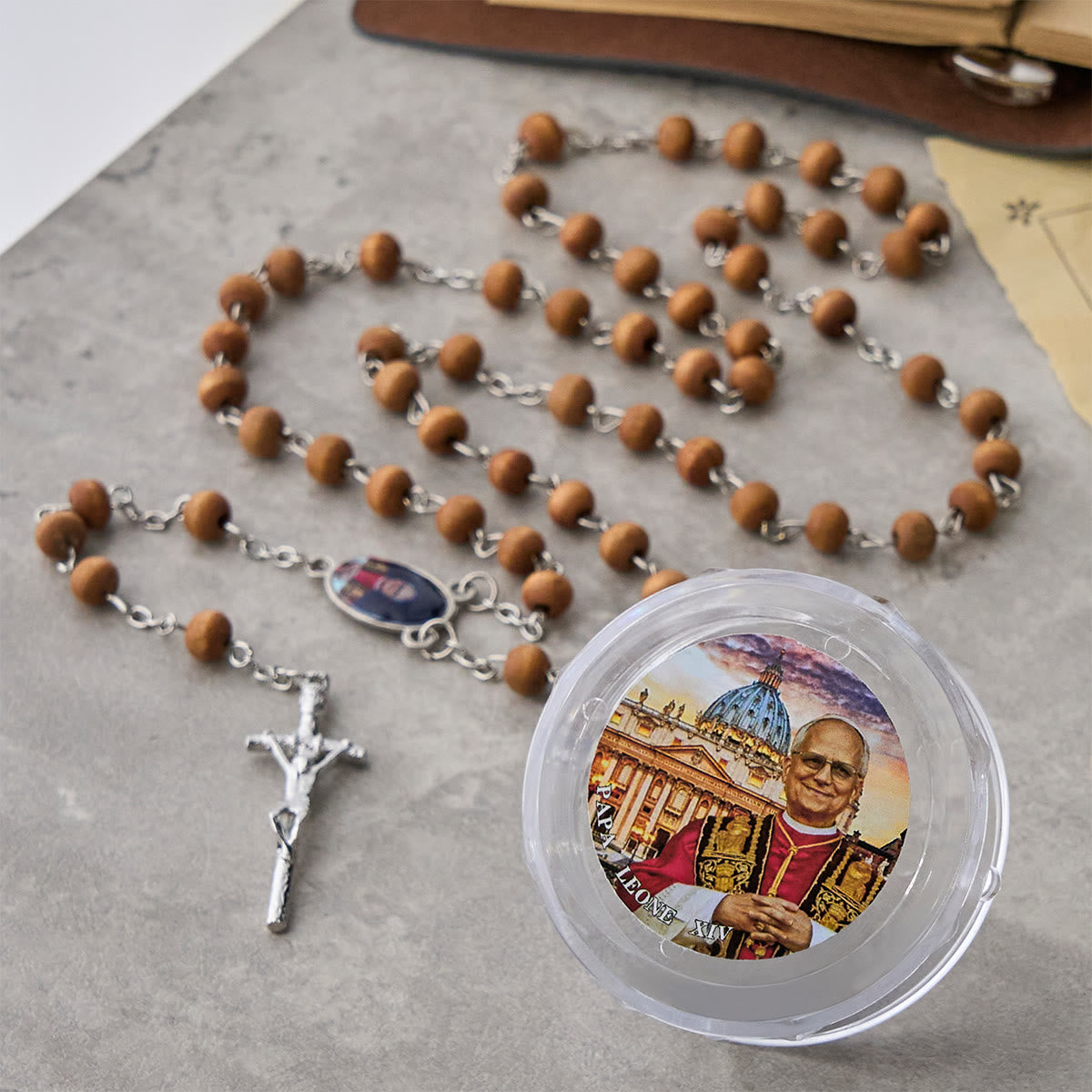 Christianartworkshop Pope Leo XIV Red Wood Beads Rosary Commemorating: A Spiritual Treasure
