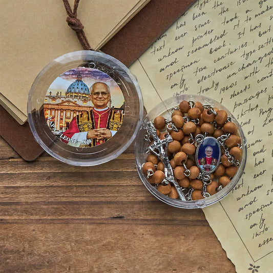 Christianartworkshop Pope Leo XIV Red Wood Beads Rosary Commemorating: A Spiritual Treasure