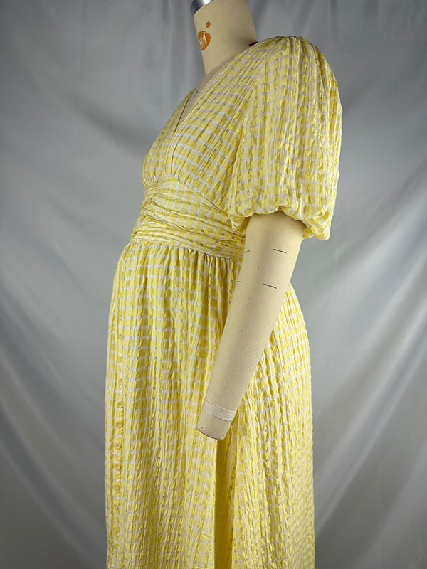 Single Breasted A-Line Slit Sweet Maternity Photoshoot Maxi Dress