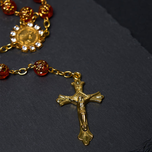 Christianartworkshop St. Benedict Medal & Crucifix of 8 mm Round Multicolor Acrylic Alloy Chain Rosary