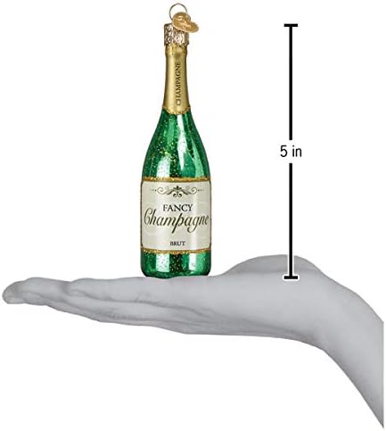 Old World Christmas Prosecco Bottle Glass Blown Ornament for Christmas Tree, Handcrafted Holiday Decoration, Adult Beverages Collection
