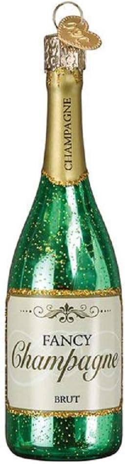 Old World Christmas Prosecco Bottle Glass Blown Ornament for Christmas Tree, Handcrafted Holiday Decoration, Adult Beverages Collection