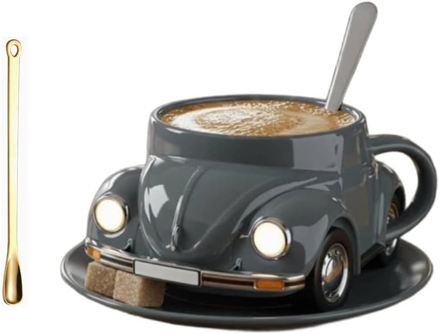 Beetle Shaped Coffee Mug, Handcrafted Imaginative Car Shaped Coffee Mug, Novelty Tea Cup Home Office Decor, Creative Gifts for Beetle Lovers (Blue)