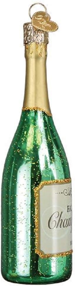 Old World Christmas Prosecco Bottle Glass Blown Ornament for Christmas Tree, Handcrafted Holiday Decoration, Adult Beverages Collection