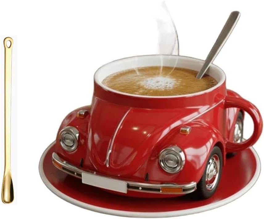 Beetle Shaped Coffee Mug, Handcrafted Imaginative Car Shaped Coffee Mug, Novelty Tea Cup Home Office Decor, Creative Gifts for Beetle Lovers (Blue)