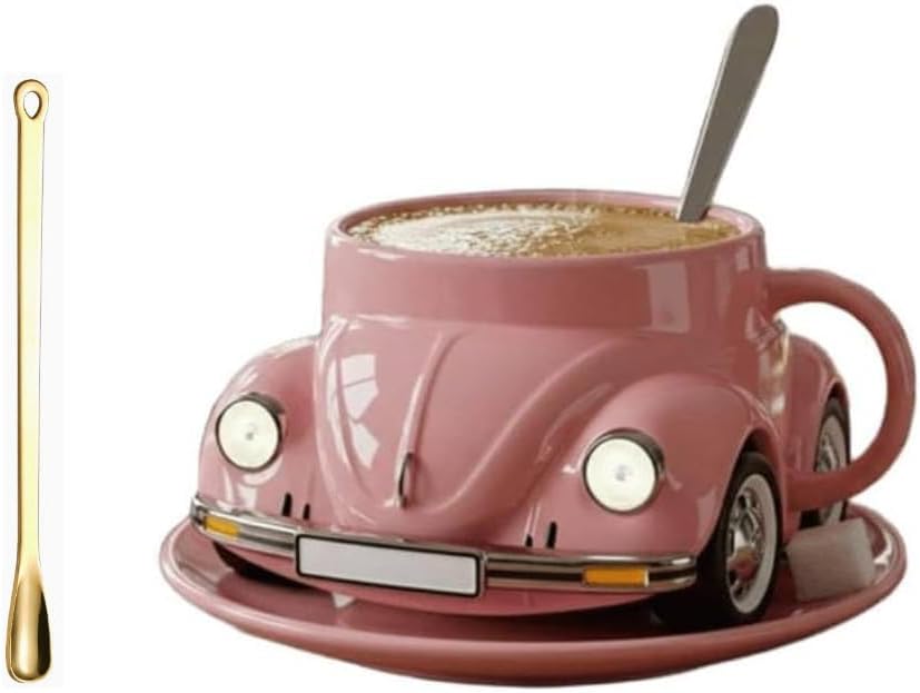 Beetle Shaped Coffee Mug, Handcrafted Imaginative Car Shaped Coffee Mug, Novelty Tea Cup Home Office Decor, Creative Gifts for Beetle Lovers (Blue)