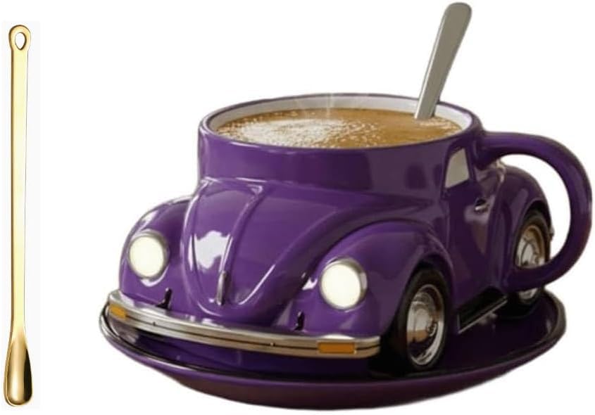 Beetle Shaped Coffee Mug, Handcrafted Imaginative Car Shaped Coffee Mug, Novelty Tea Cup Home Office Decor, Creative Gifts for Beetle Lovers (Blue)