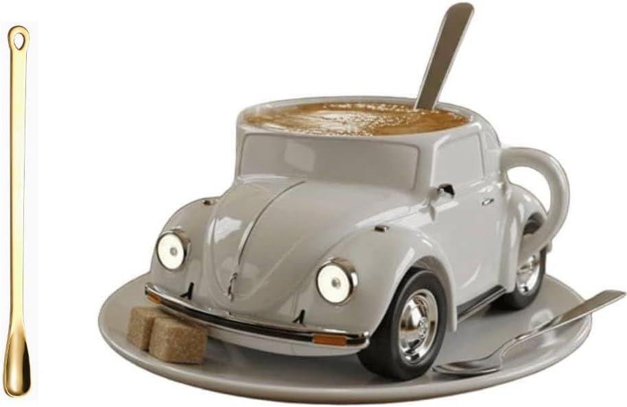 Beetle Shaped Coffee Mug, Handcrafted Imaginative Car Shaped Coffee Mug, Novelty Tea Cup Home Office Decor, Creative Gifts for Beetle Lovers (Blue)