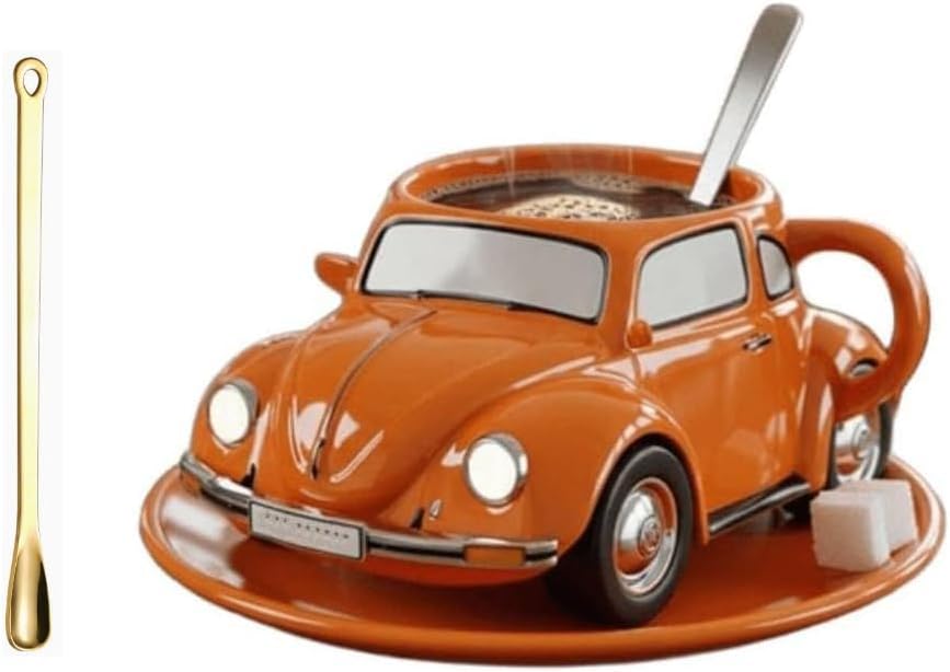 Beetle Shaped Coffee Mug, Handcrafted Imaginative Car Shaped Coffee Mug, Novelty Tea Cup Home Office Decor, Creative Gifts for Beetle Lovers (Blue)