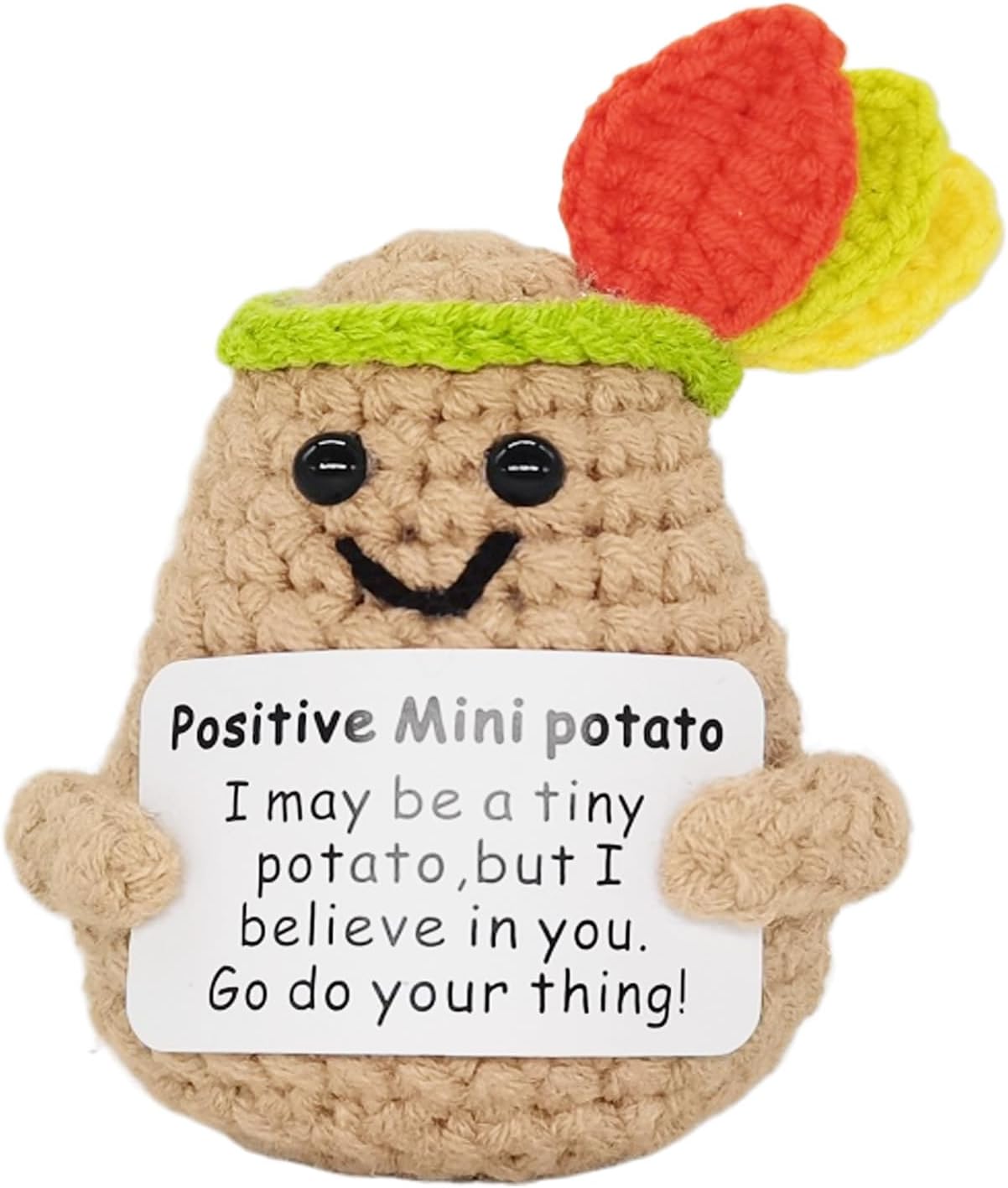Mini Positive Cute Funny Life Potato Tomato Eggplant Onion Cute Animals Creative Knitted Holding Card Crochet Birthday Christmas Girls Gifts Party Decor