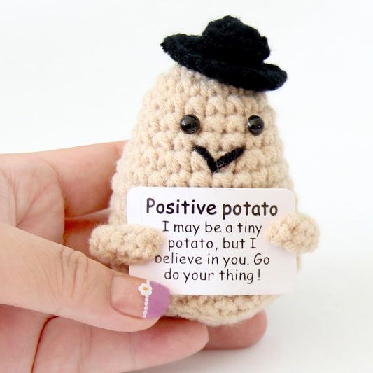 Mini Positive Cute Funny Life Potato Tomato Eggplant Onion Cute Animals Creative Knitted Holding Card Crochet Birthday Christmas Girls Gifts Party Decor