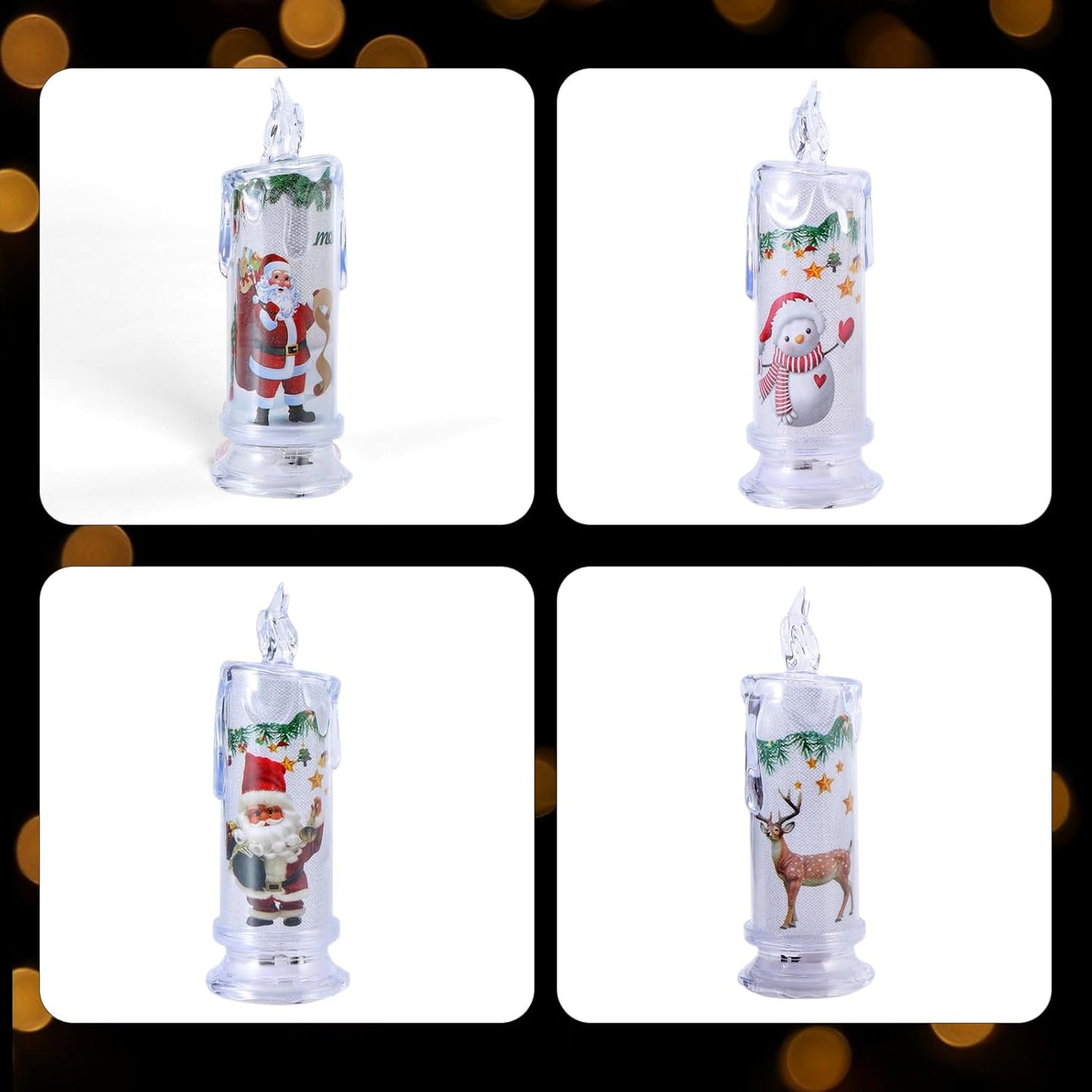 Rose Shadow LED Flameless Candles, 6PCS Romantic Battery Operated Candles Led Pillar Candles for Valentines Anniversary Wedding Christmas Decorations(White, D 2.5" x H 7.2")