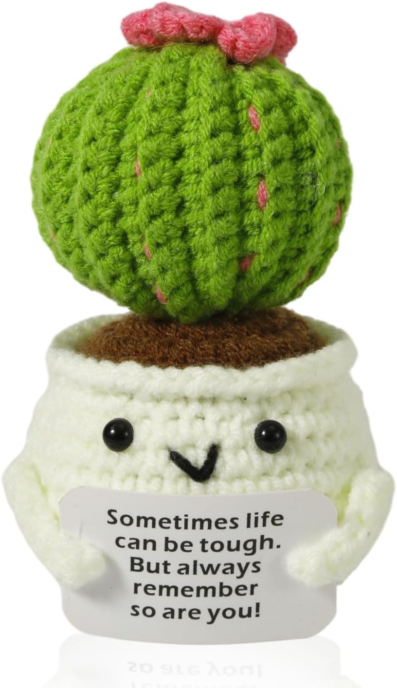 Crochet Potted Plants, Creative Knitted Potted Plants Mini Cute Emotional Positive Succulents Positive Life Potato Doll Ornaments Gifts