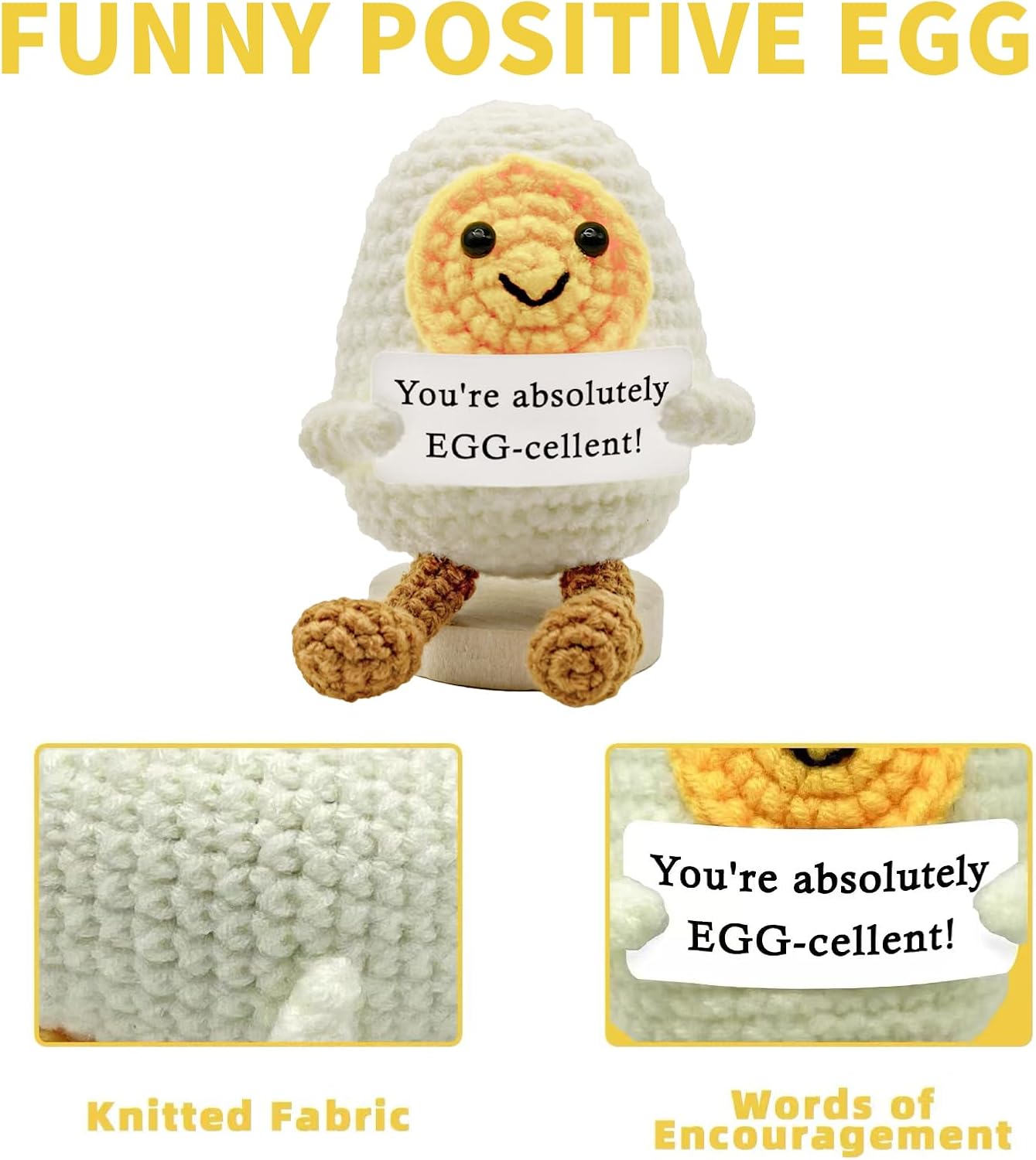 Funny Mini Positive Potato, Cute Crochet Doll with Positive Card, Soft Wool Knitting Toy Decoration