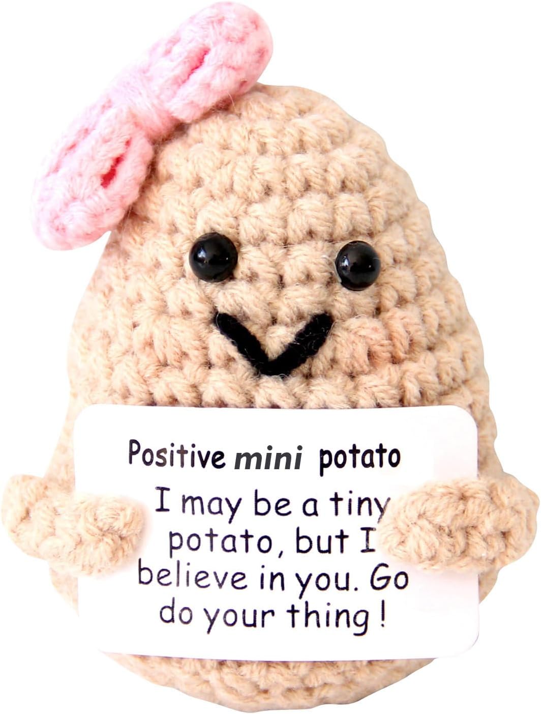 Mini Positive Cute Funny Life Potato Tomato Eggplant Onion Cute Animals Creative Knitted Holding Card Crochet Birthday Christmas Girls Gifts Party Decor