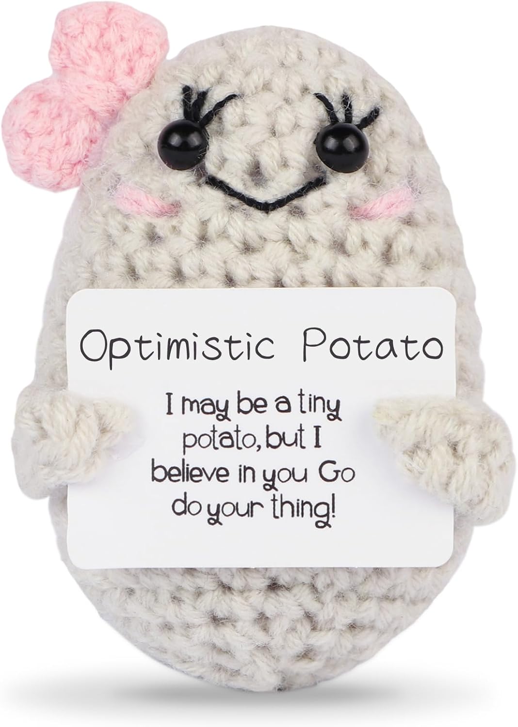 Hoedia Handmade Emotional Pickle Gift, Cucumber Crochet Doll Inspirational Gifts with Cards, Cute Knitted Funny Support Pickle Potato Friend Birthday (Emotional Strawberry)
