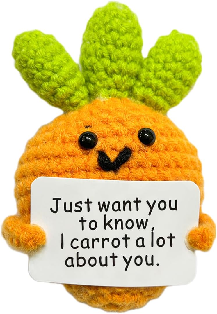 Funny Mini Positive Potato, Cute Crochet Doll with Positive Card, Soft Wool Knitting Toy Decoration
