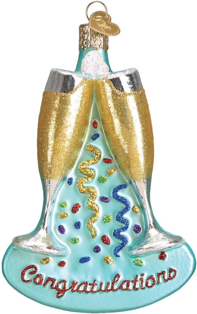 Old World Christmas Prosecco Bottle Glass Blown Ornament for Christmas Tree, Handcrafted Holiday Decoration, Adult Beverages Collection