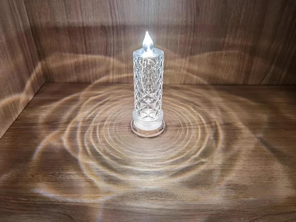 Rose Shadow LED Flameless Candles, 6PCS Romantic Battery Operated Candles Led Pillar Candles for Valentines Anniversary Wedding Christmas Decorations(White, D 2.5" x H 7.2")