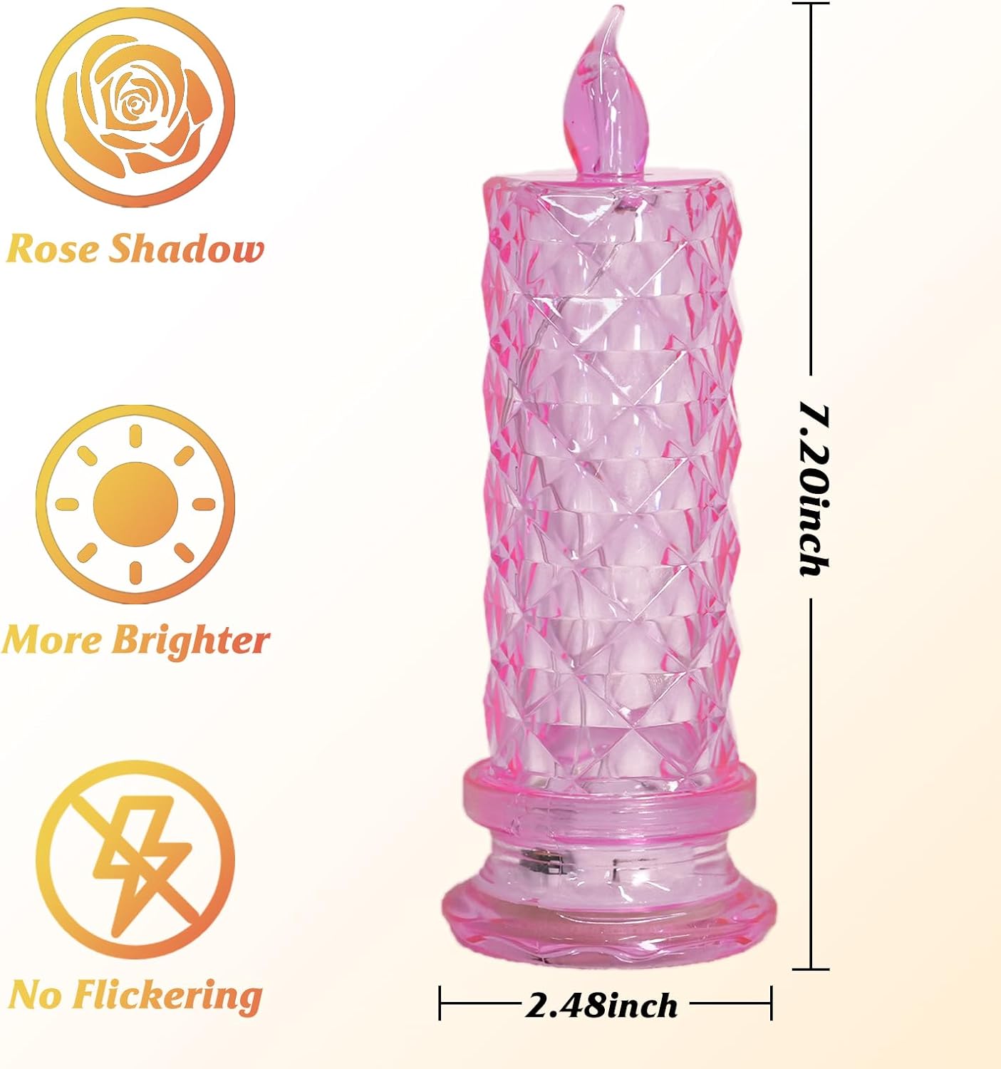 Rose Shadow LED Flameless Candles, 6PCS Romantic Battery Operated Candles Led Pillar Candles for Valentines Anniversary Wedding Christmas Decorations(White, D 2.5" x H 7.2")