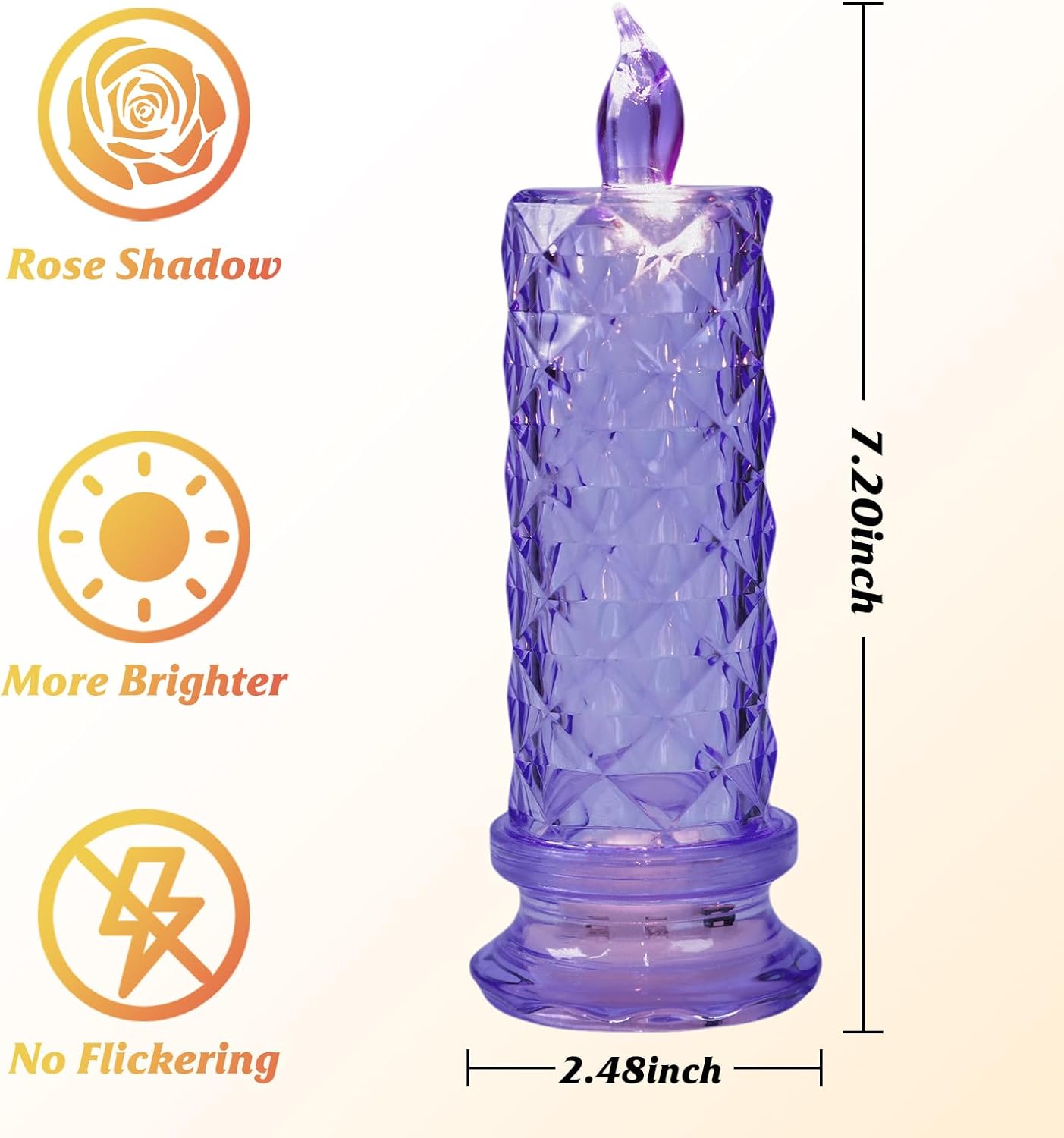 Rose Shadow LED Flameless Candles, 6PCS Romantic Battery Operated Candles Led Pillar Candles for Valentines Anniversary Wedding Christmas Decorations(White, D 2.5" x H 7.2")