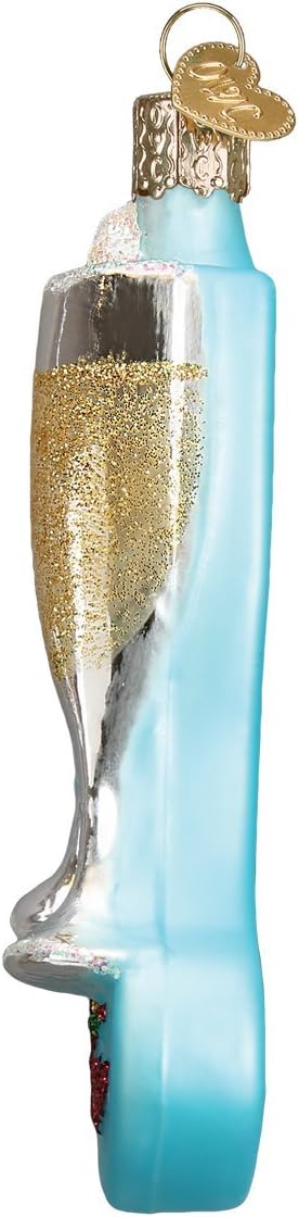 Old World Christmas Prosecco Bottle Glass Blown Ornament for Christmas Tree, Handcrafted Holiday Decoration, Adult Beverages Collection