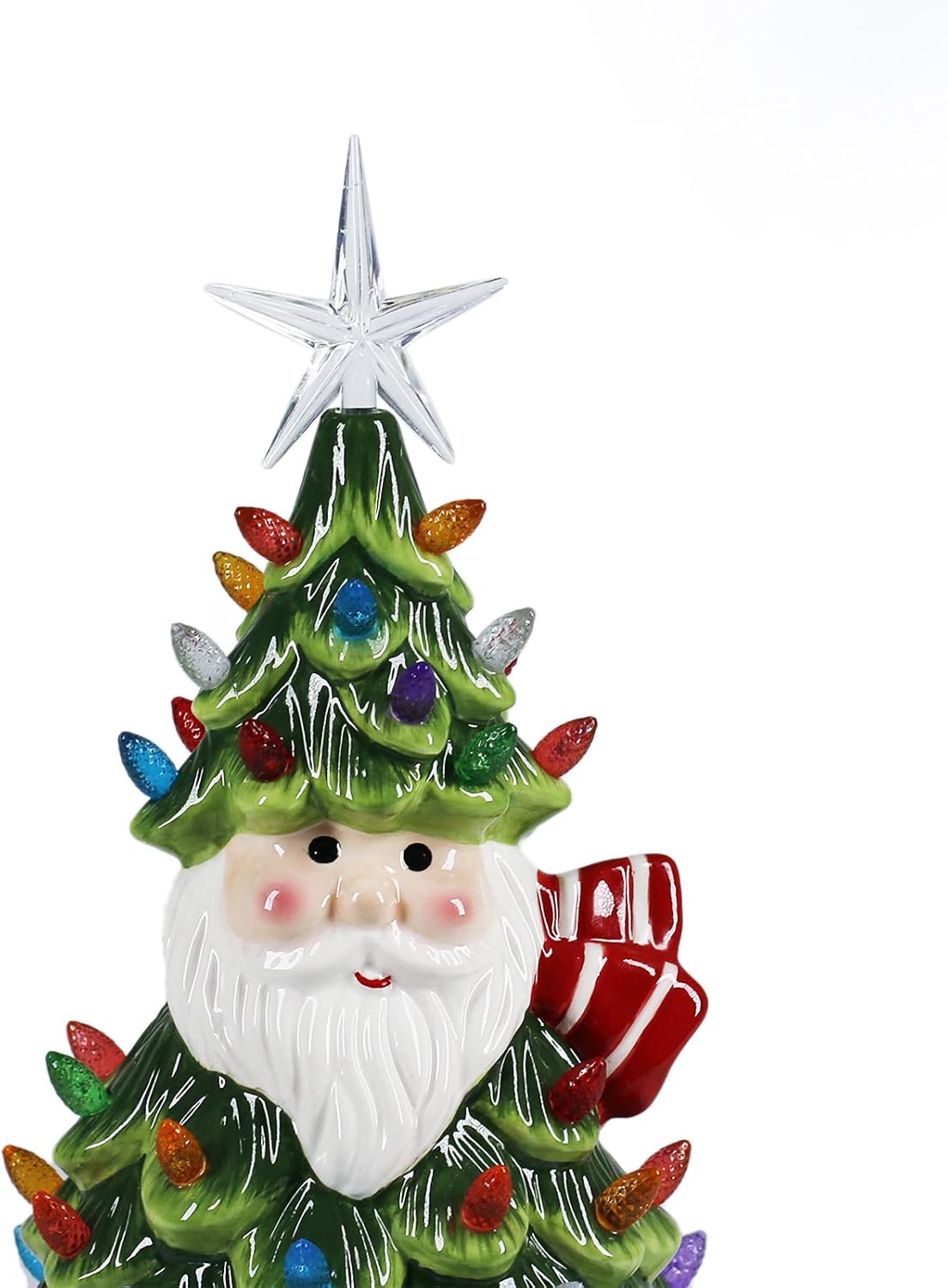 Ceramic Christmas Tree Tabletop Christmas Tree Lights with 50 Multicolored Lights and 1 Star Toppers for Table Top Desk Classic Series Xmas Decoration