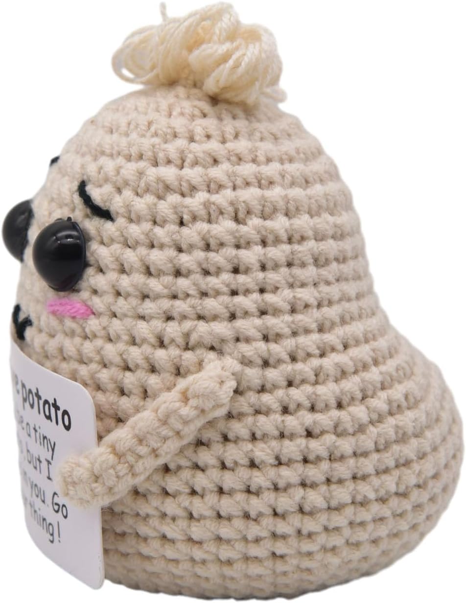 Mini Positive Cute Funny Life Potato Tomato Eggplant Onion Cute Animals Creative Knitted Holding Card Crochet Birthday Christmas Girls Gifts Party Decor