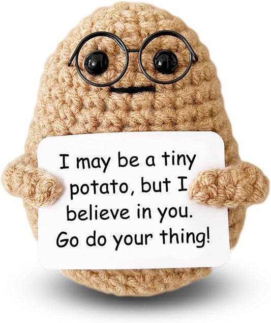 Inspirational Crochet Potato Funny Gifts with Positive Words Christmas Decoration
