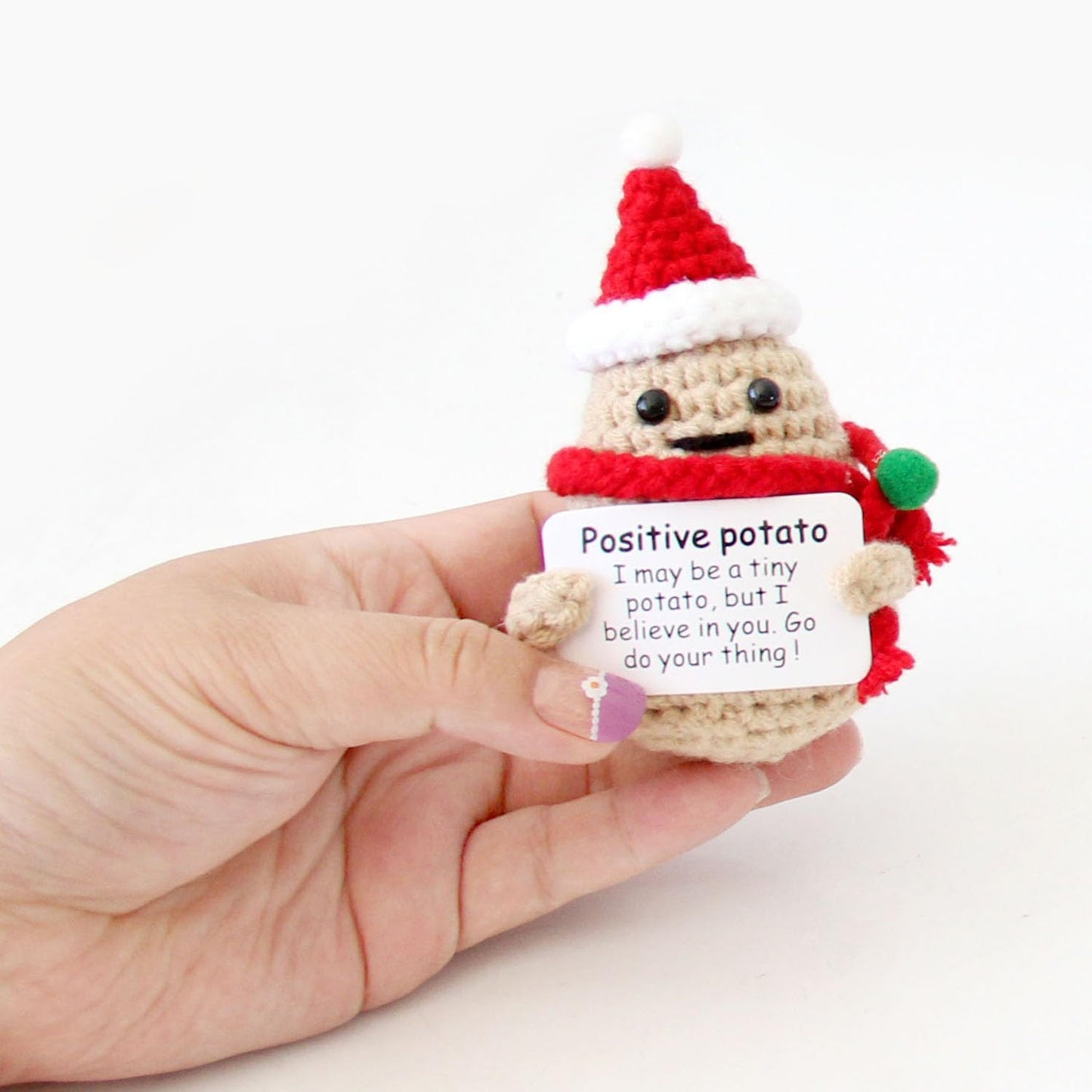 Mini Positive Cute Funny Life Potato Tomato Eggplant Onion Cute Animals Creative Knitted Holding Card Crochet Birthday Christmas Girls Gifts Party Decor