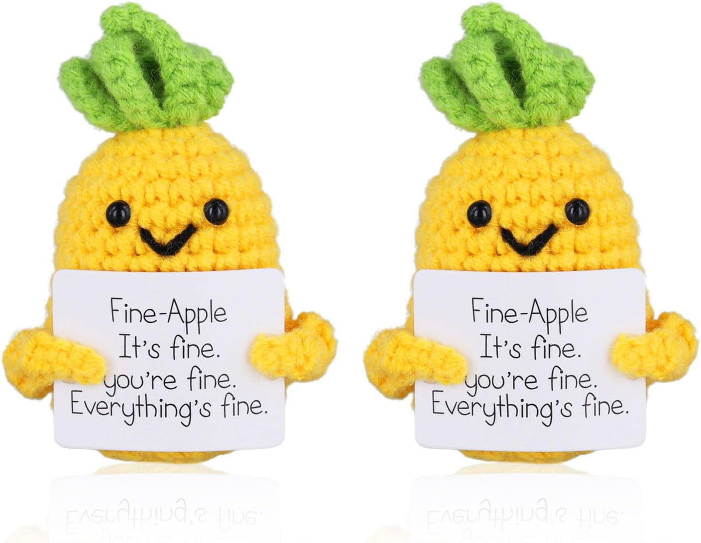 Funny Positive Pineapple, Knitted Pineapple Potato Toy with Encouraging Card Party Decoration Encouragement Gift