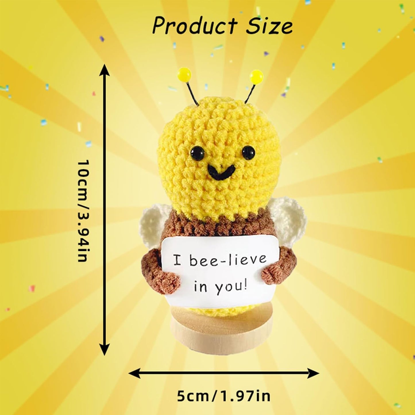 Funny Mini Positive Potato, Cute Crochet Doll with Positive Card, Soft Wool Knitting Toy Decoration