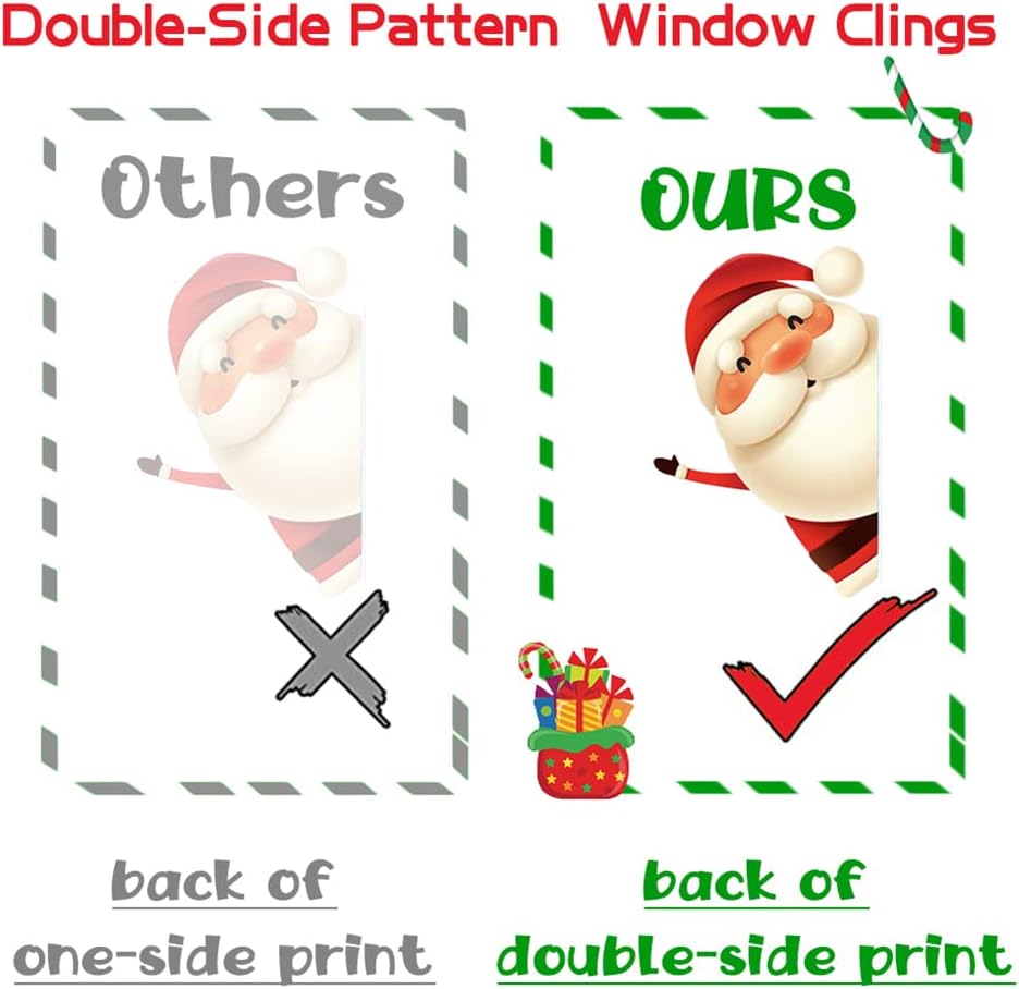 82PCS Christmas Snowflake Window Clings Stickers for Glass, Xmas Decals Christmas Decorations Indoor Holiday Snowflake Santa Claus Reindeer Decals for Party