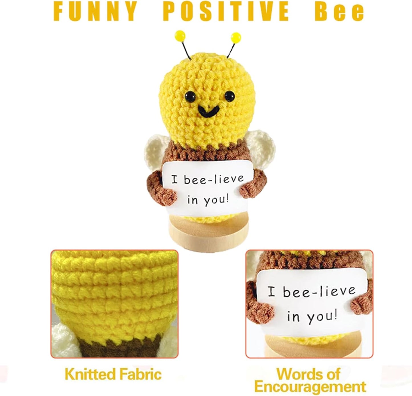 Funny Mini Positive Potato, Cute Crochet Doll with Positive Card, Soft Wool Knitting Toy Decoration