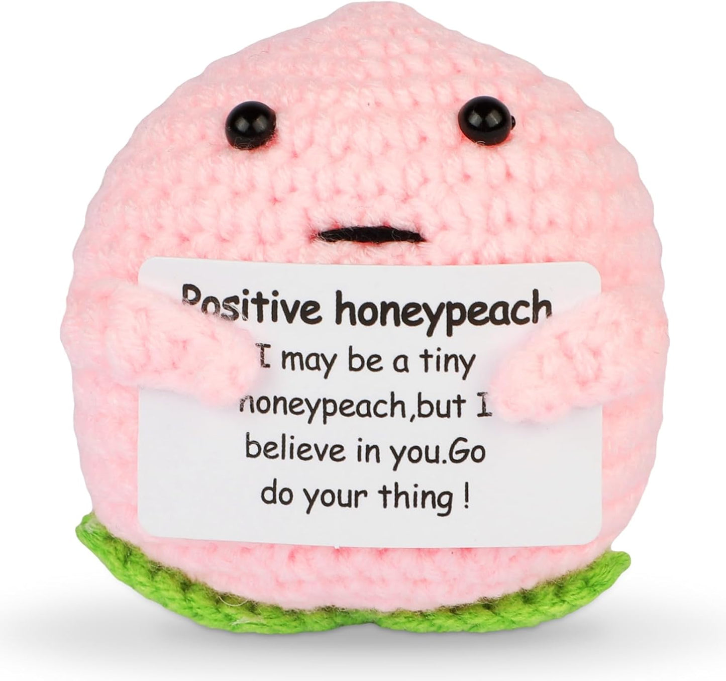 Hoedia Handmade Emotional Pickle Gift, Cucumber Crochet Doll Inspirational Gifts with Cards, Cute Knitted Funny Support Pickle Potato Friend Birthday (Emotional Strawberry)