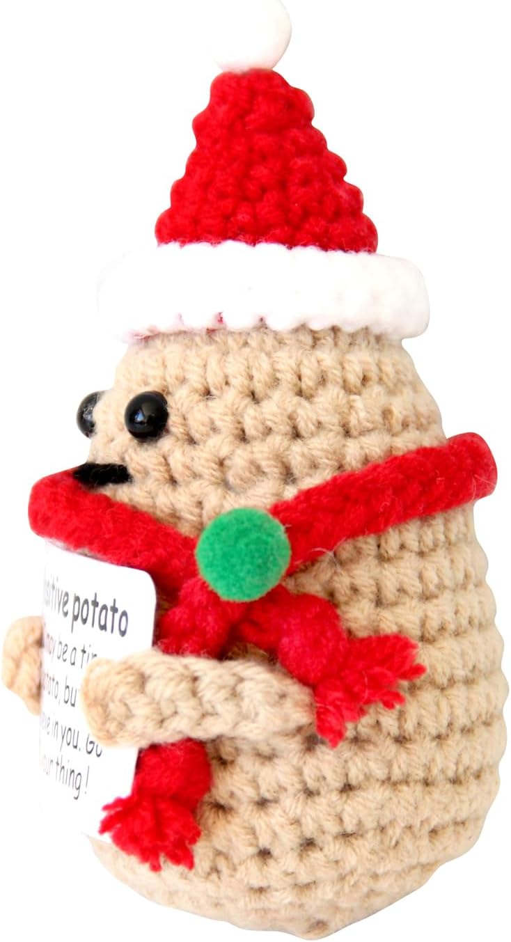 Mini Positive Cute Funny Life Potato Tomato Eggplant Onion Cute Animals Creative Knitted Holding Card Crochet Birthday Christmas Girls Gifts Party Decor