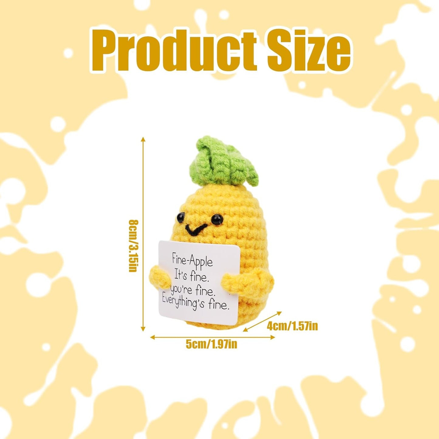 Funny Positive Pineapple, Knitted Pineapple Potato Toy with Encouraging Card Party Decoration Encouragement Gift