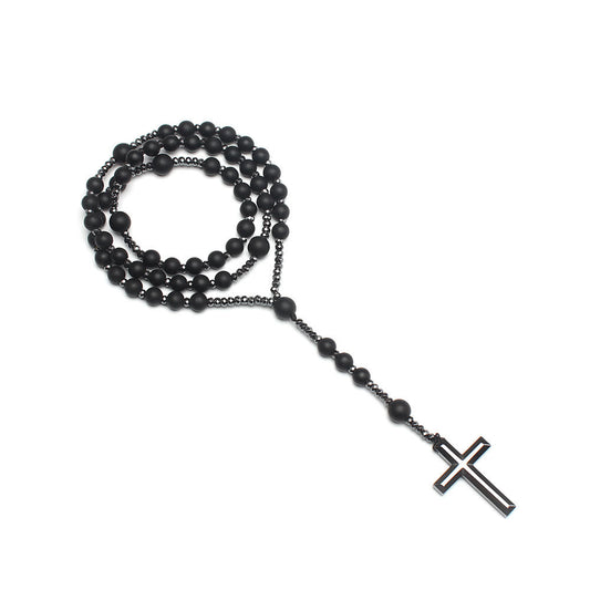 Agate/Tiger's Eye Stone Cross Catholic Rosary