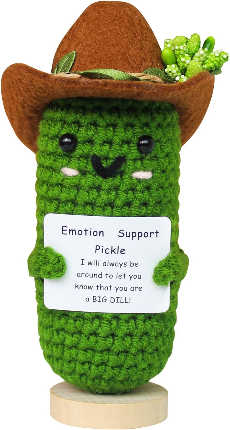 Mini Funny Positive Crochet Potato with Stand, Cute Emotional Support Potato Crochet Animals Already Made, Holiday Christmas Birthday Gifts for Women, Office Decor Cool Things