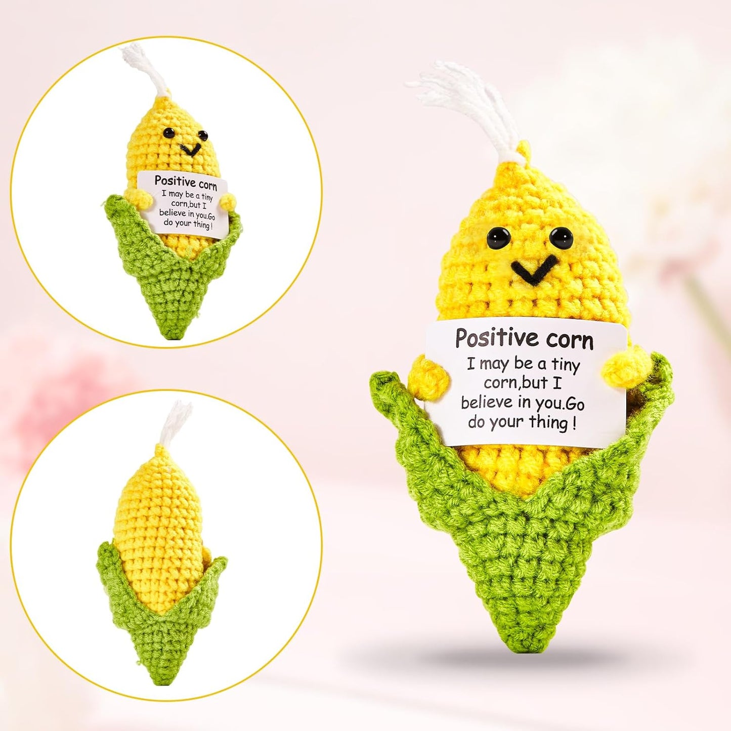 Hoedia Handmade Emotional Pickle Gift, Cucumber Crochet Doll Inspirational Gifts with Cards, Cute Knitted Funny Support Pickle Potato Friend Birthday (Emotional Strawberry)