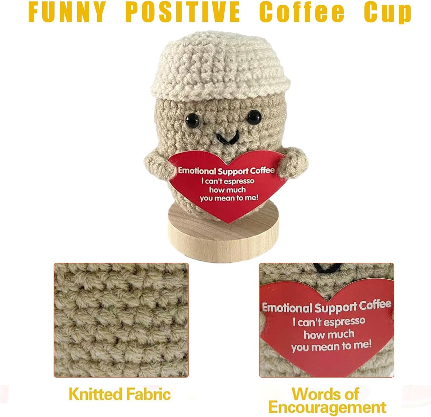 Funny Mini Positive Potato, Cute Crochet Doll with Positive Card, Soft Wool Knitting Toy Decoration
