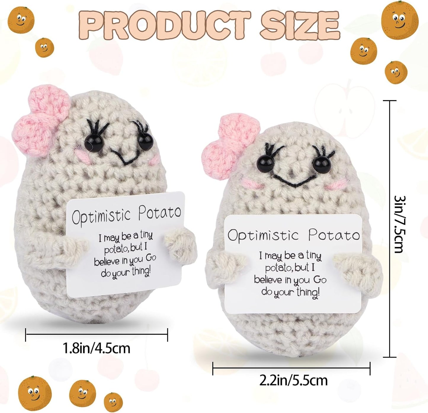Hoedia Handmade Emotional Pickle Gift, Cucumber Crochet Doll Inspirational Gifts with Cards, Cute Knitted Funny Support Pickle Potato Friend Birthday (Emotional Strawberry)