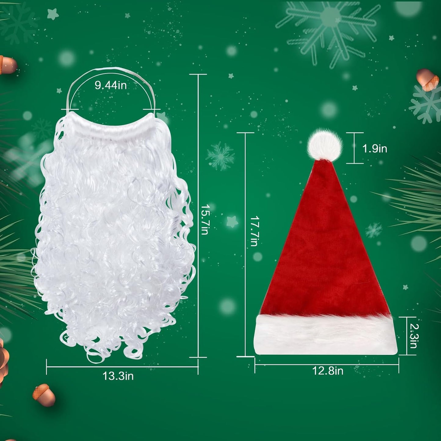 Christmas Hat, Santa Hat Holiday for Adults Unisex Velvet Comfort Extra Thicken Fur Xmas Hat for New Year Festive Party