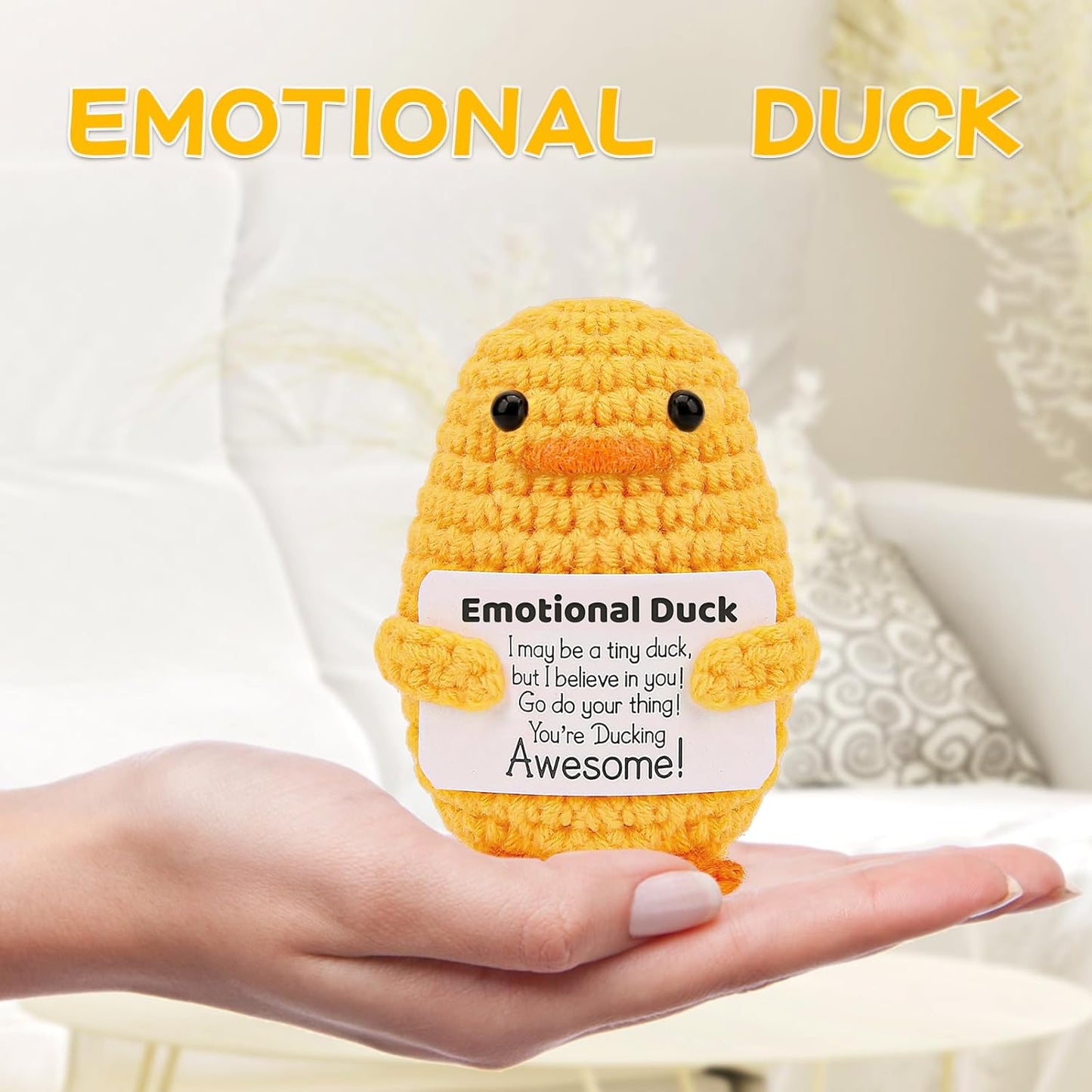 Hoedia Handmade Emotional Pickle Gift, Cucumber Crochet Doll Inspirational Gifts with Cards, Cute Knitted Funny Support Pickle Potato Friend Birthday (Emotional Strawberry)