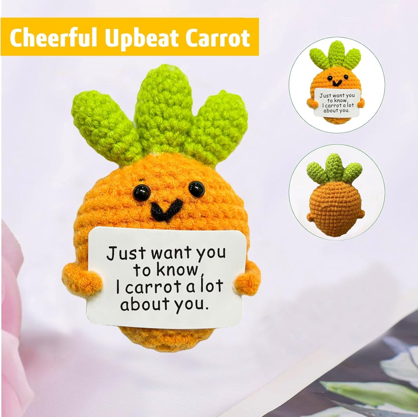Funny Mini Positive Potato, Cute Crochet Doll with Positive Card, Soft Wool Knitting Toy Decoration