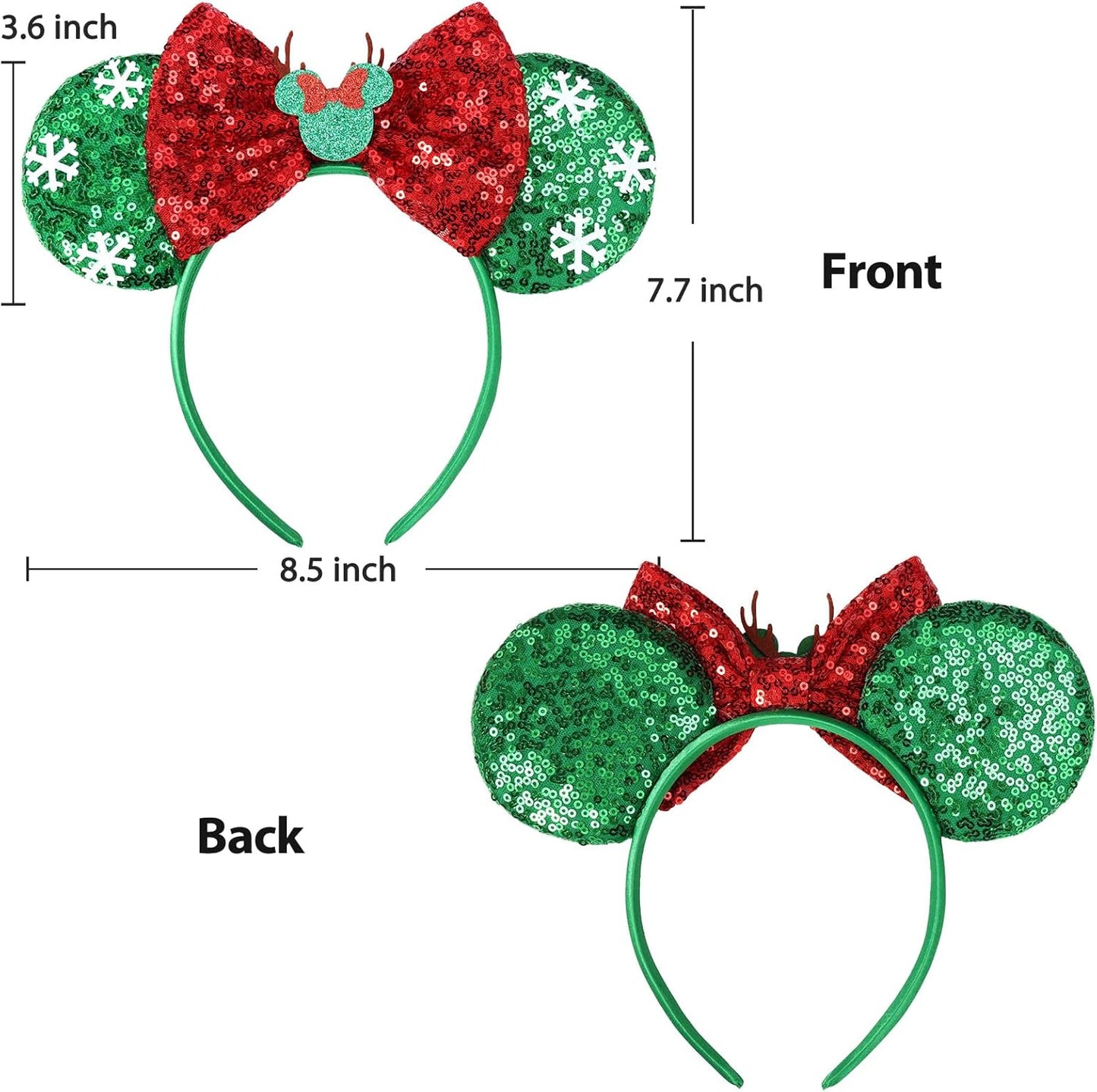 Christmas Mouse Ears Headband, Christmas Ears for Women Adult Kids, Christmas Headband Park Ears Christmas Party Cosplay Costumes Accessories (Ginger)