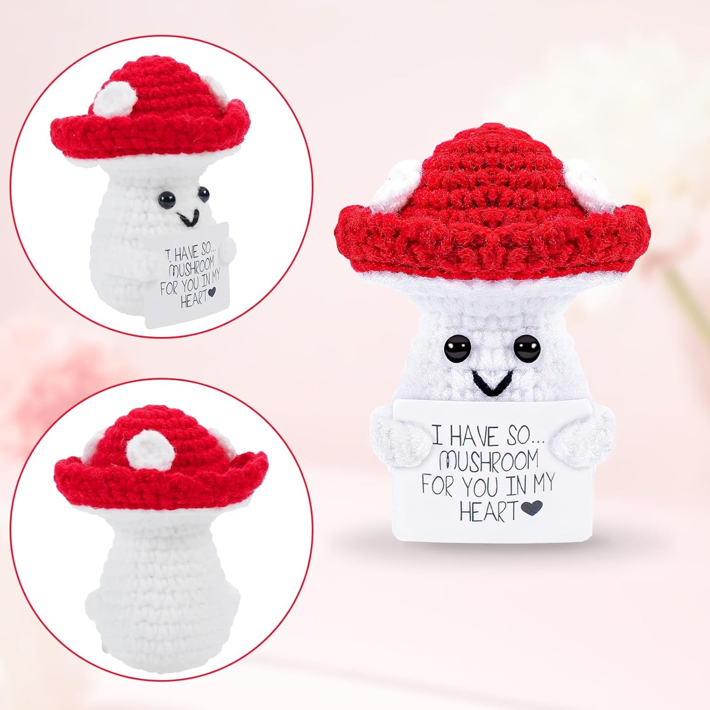 Hoedia Handmade Emotional Pickle Gift, Cucumber Crochet Doll Inspirational Gifts with Cards, Cute Knitted Funny Support Pickle Potato Friend Birthday (Emotional Strawberry)