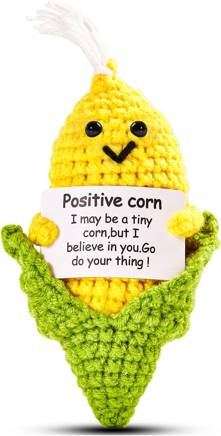 Hoedia Handmade Emotional Pickle Gift, Cucumber Crochet Doll Inspirational Gifts with Cards, Cute Knitted Funny Support Pickle Potato Friend Birthday (Emotional Strawberry)